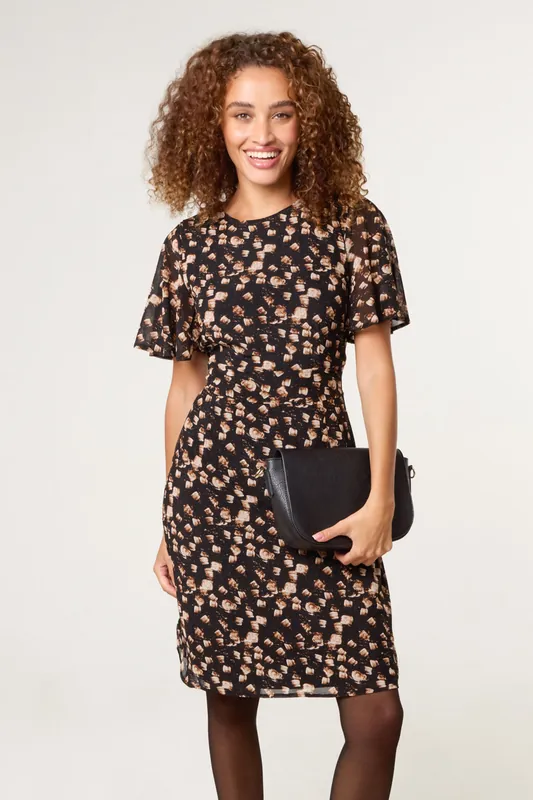 Black Mark Making Crew Neck Dress - Blue Vanilla