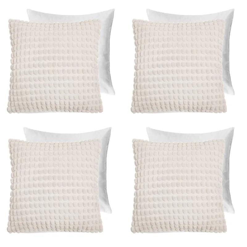 4 Pack Bobble Filled Cushion Covers Home Decor Set - OHS