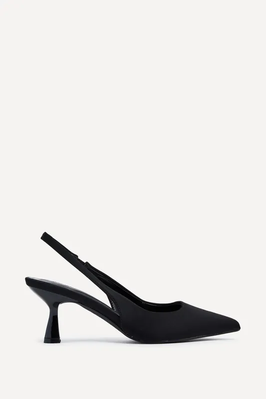 Presley Black Lycra Court Heels - Linzi