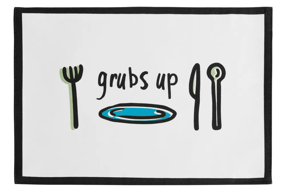 Stylish Set Of Four Doodle Grubs Up Placemats, Practical Placemats Set Of 4, Cotton Placemats For Table - Orsina