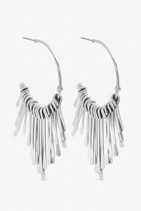 Silver Plated Polished Stick Hoops - Mood