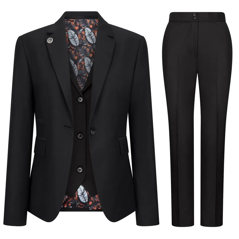 Women's 3 Piece Tailored Fit Plain Formal Office Suit - Infinity Leather