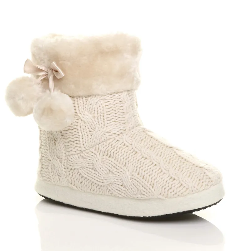 Knitted Glitter Ankle Boot Slippers - AJVANI