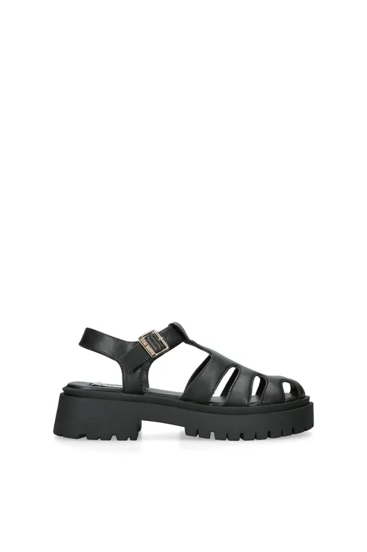 Minsk Black' Leather Sandals - STEVE MADDEN