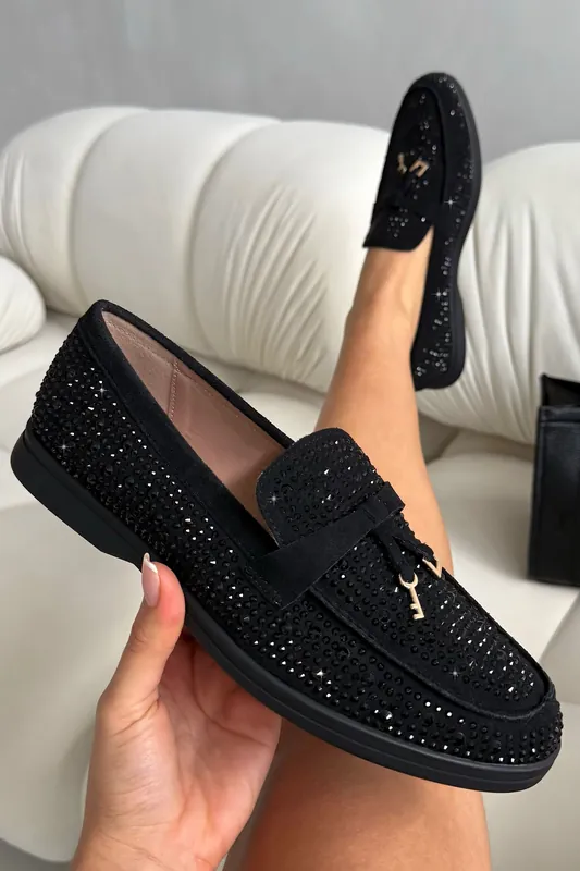 Crystal Luna Slip-On Flat Loafers