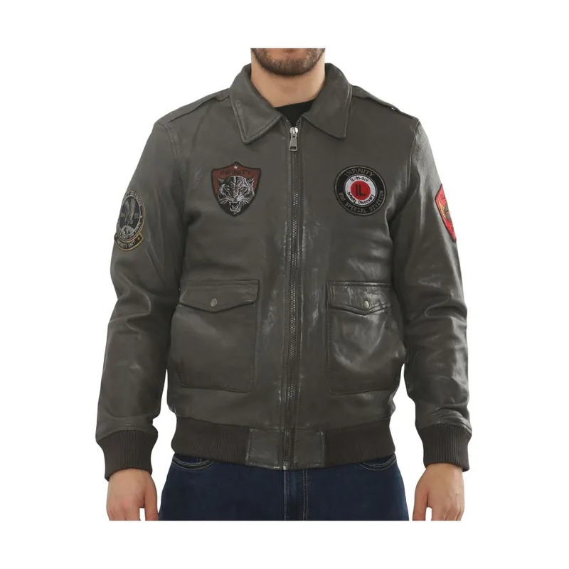 Leather Bomber Jacket Pilot Air Force Style - TruClothing