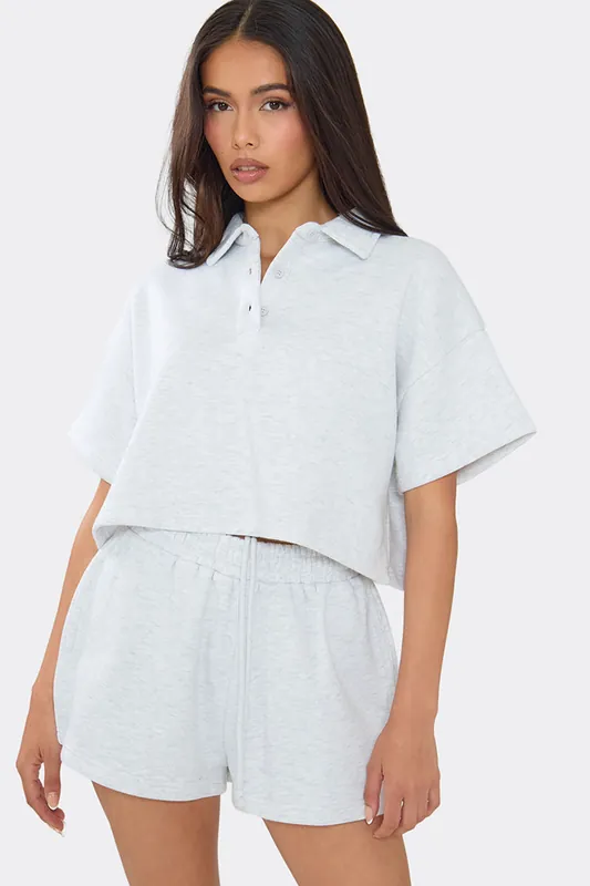 Short Sleeve Marl Cropped Sweatshirt - EGO
