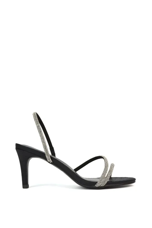 Polly' Slingback Strappy Diamante Stiletto High Heel Sandals - XY London