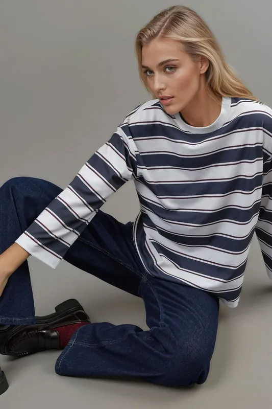 Striped Crew Neck Long Sleeve T-Shirt