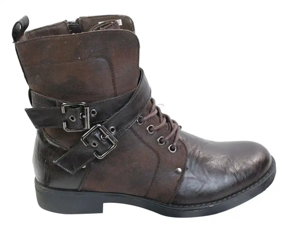 Leather Ankle Boots With Buckle - TruClothing