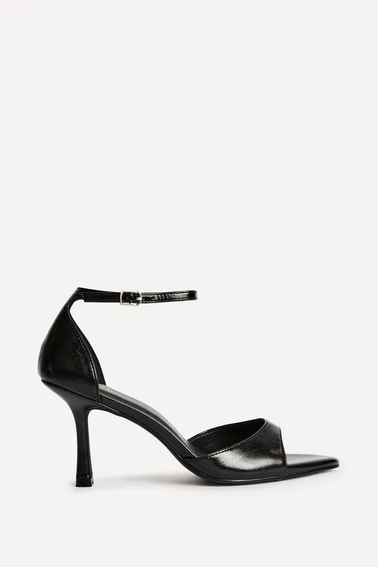 Wanted Black Faux Leather Pointed Toe Heels - Linzi