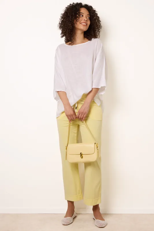 Lemon Elasticated Waist Trouser With Drawstring - Blue Vanilla
