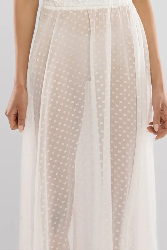 Polka Dobby Chiffon A Line Maxi Skirt - Goddiva
