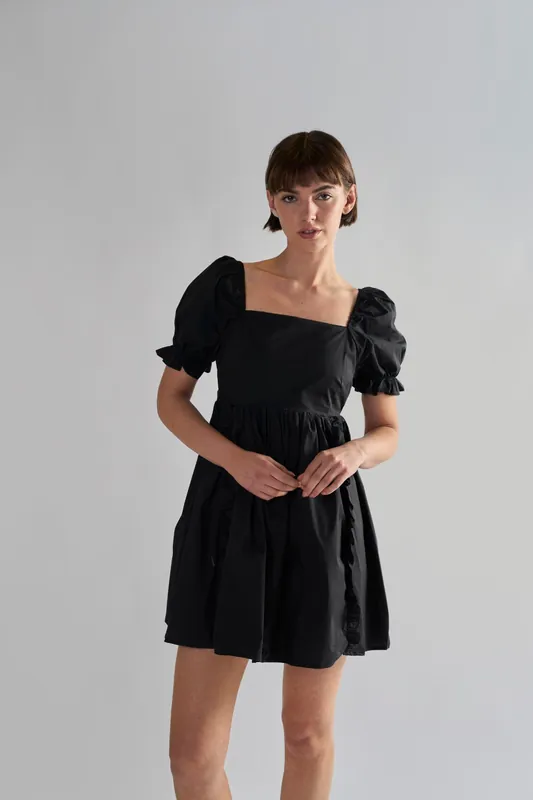 Ruffle Trim Babydoll Mini Dress - Shnoo