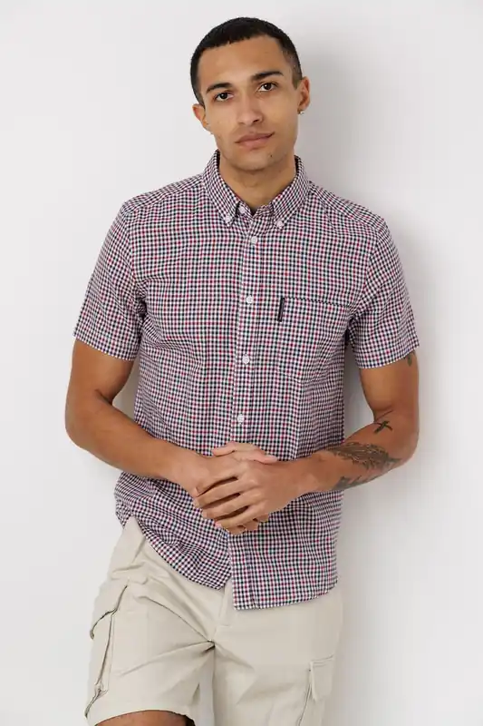 Cotton Short Sleeve Gingham Chest Pocket Shirt - French Connection