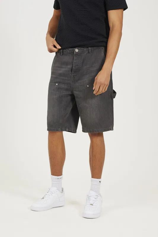 Loose Fit Denim Carpenter Shorts - Brave Soul