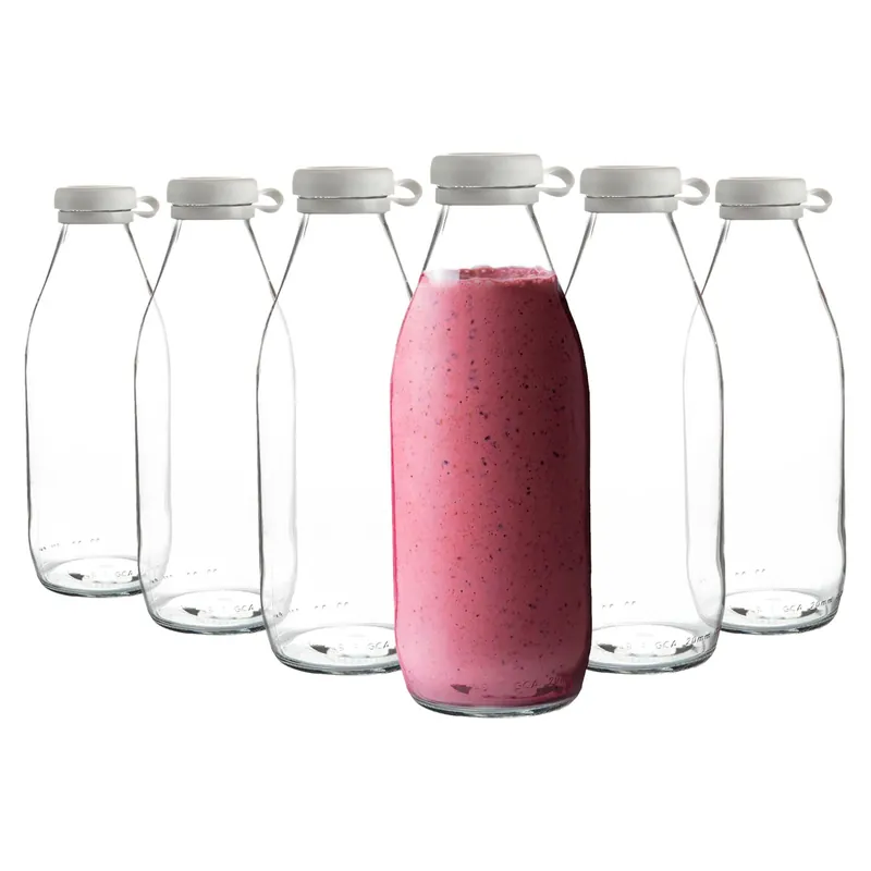 Tallo Glass Bottles - 1 Litre - Clear - Pack of 6