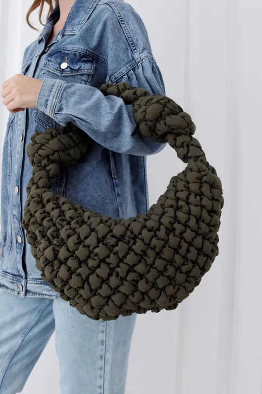 Puffy Quilted Lightweight Large Shoulder Bag - Belissh