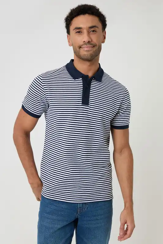 Stripe Cotton Pique Polo Shirt - Threadbare