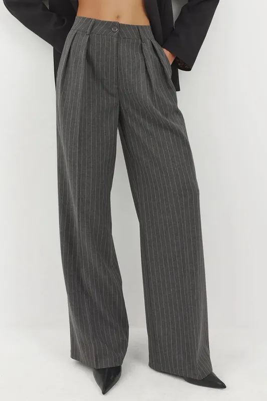 Striped Wide Leg Pleated Palazzo Pants - Hiccup