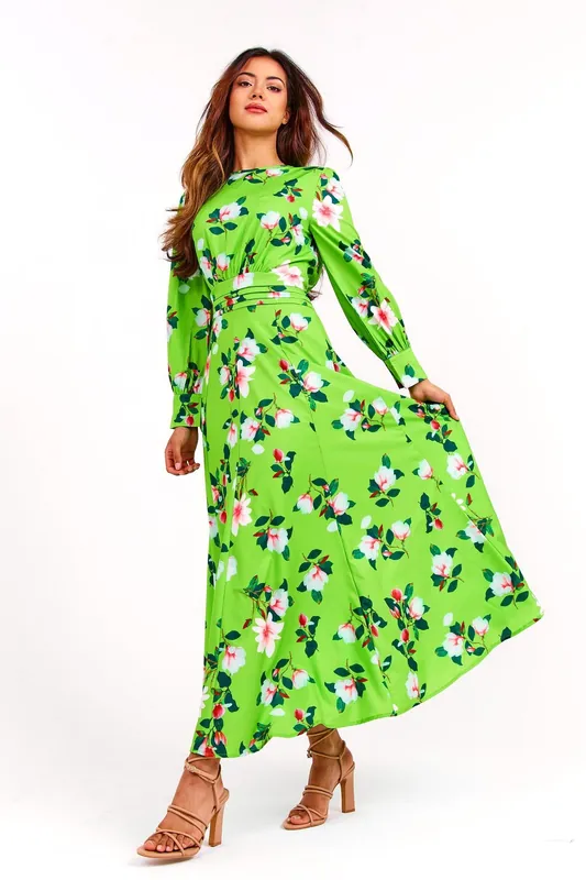 Green Floral Long Summer Dress - LuvForever Fashion
