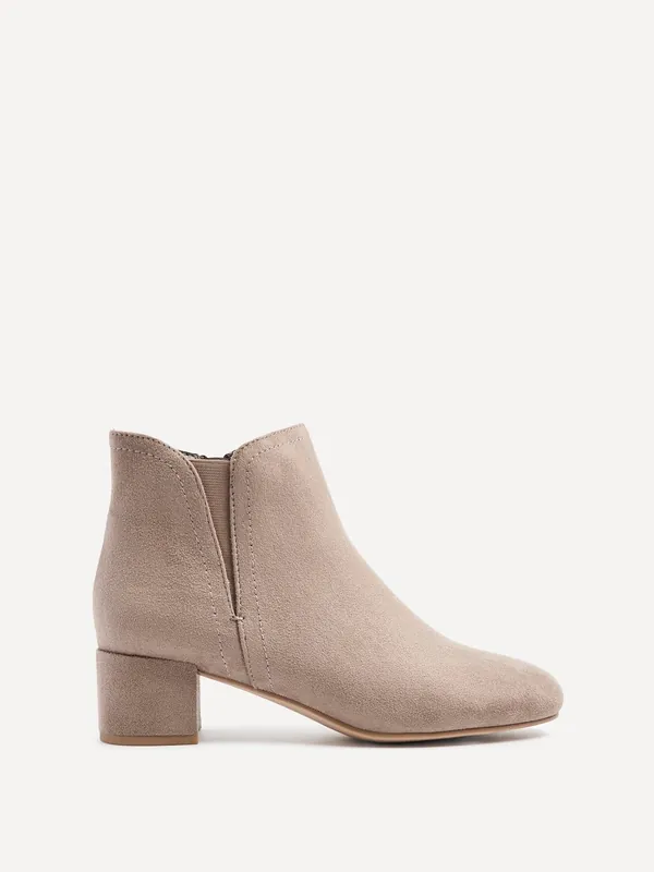 Manor Mocha Faux Suede Block Heeled Ankle Boot - Linzi