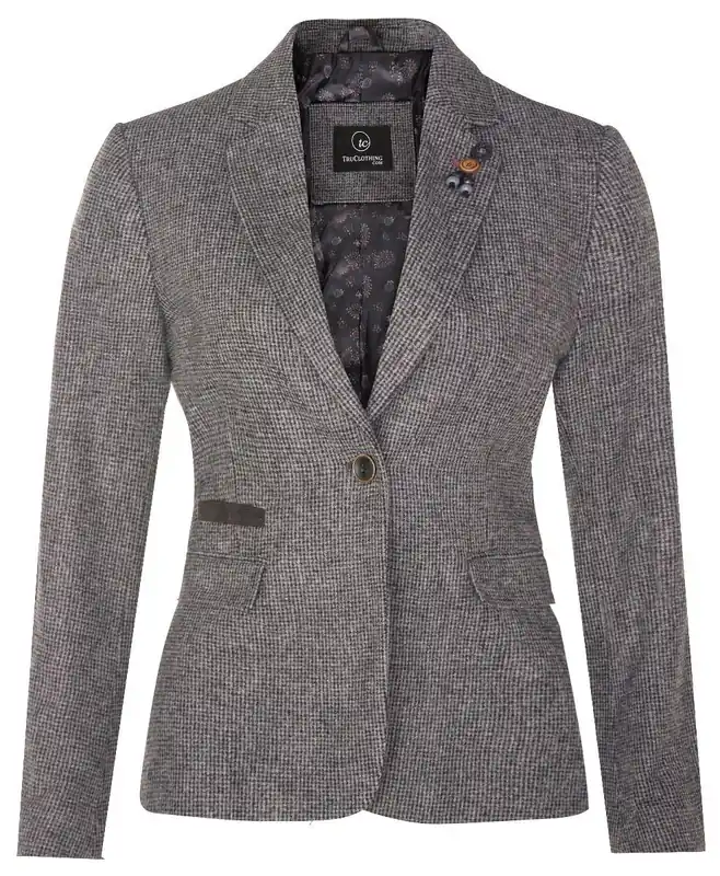 Tweed 1920s Herringbone Blazer - Infinity Leather