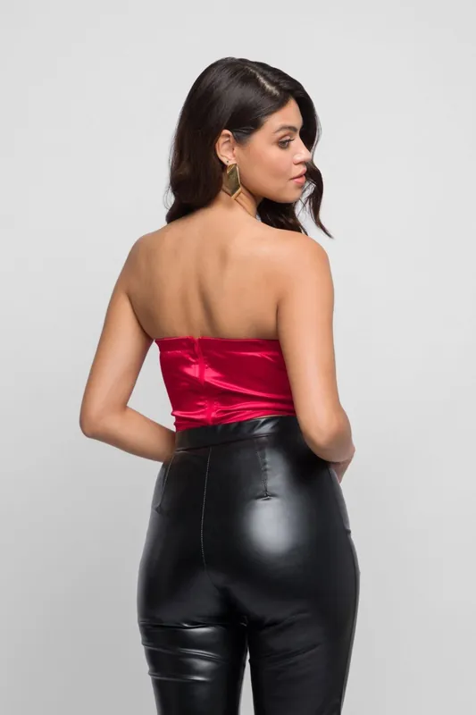Lizo Corset Top with Boning in PVC - Jaded Rose