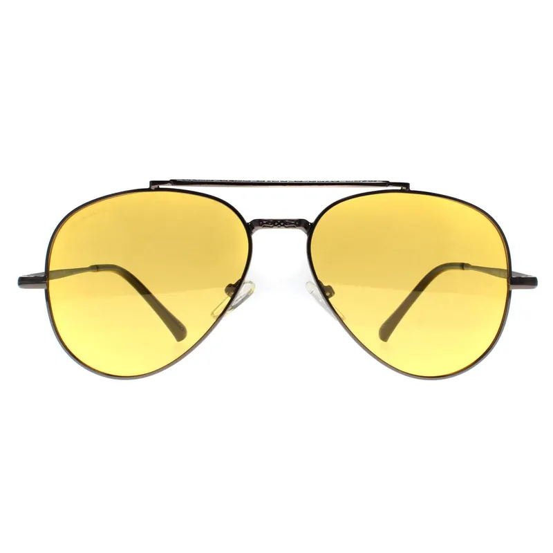 Aviator Shiny Gunmetal Yellow Polarized MP185 - montana