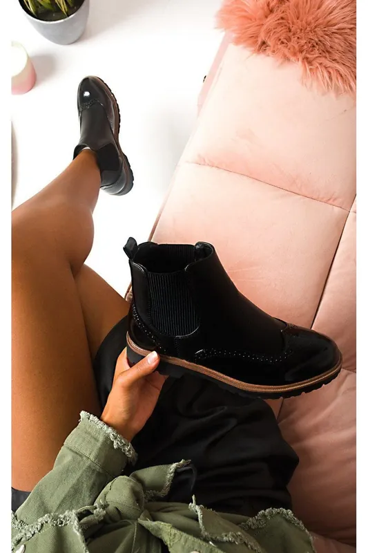 Kensie Faux Leather Brogue Chelsea Boots - IKRUSH
