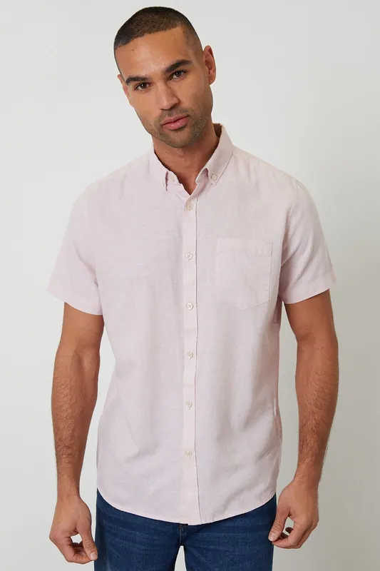 Short Sleeve Linen Blend Shirt - Threadbare
