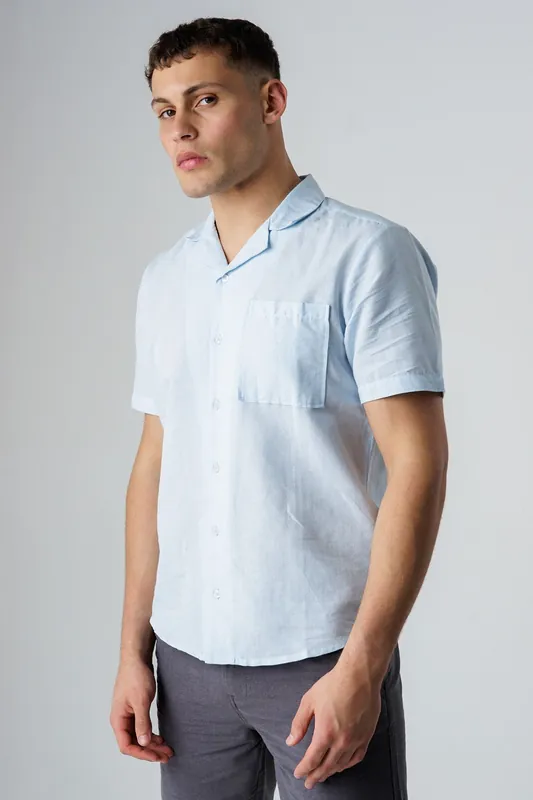 Relaxed Collar Chest Pocket Short Sleeve Shirt - Influence
