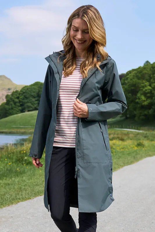 Hannah Waterproof Mac Jacket Long Hooded Coat - Mountain Warehouse