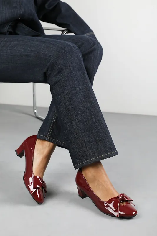 Hope' Wide Fit Mid Heel Court Shoes With Bow Detail - Where's That From