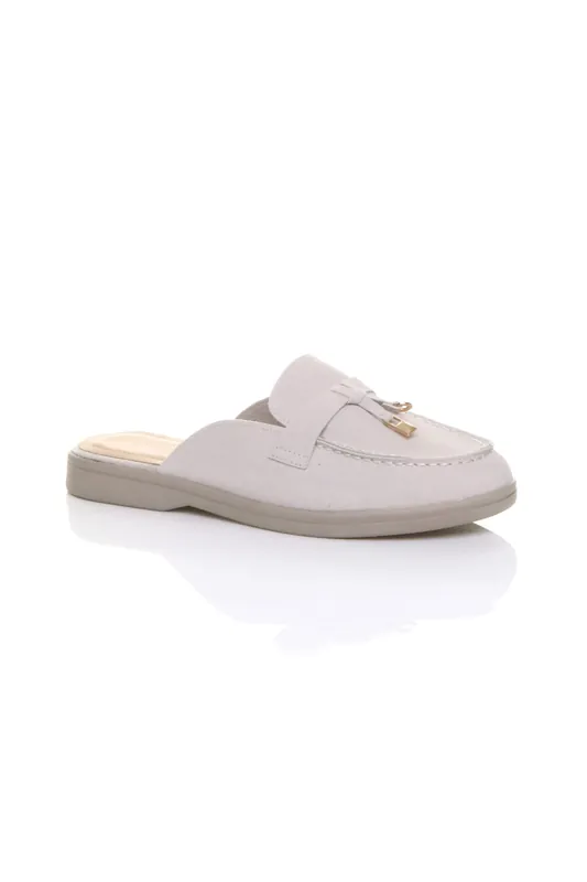 Flat Slip On Open Back Loafers Mules - AJVANI