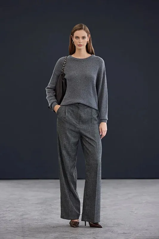 Cashmere Blend Crew Neck Long Sleeve Knit Jumper - WOVCOR