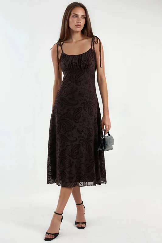 Floral A-Line Tulle Midi Dress