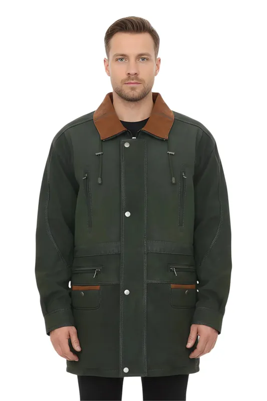 Nubuck Leather Parka Coat- Gatton
