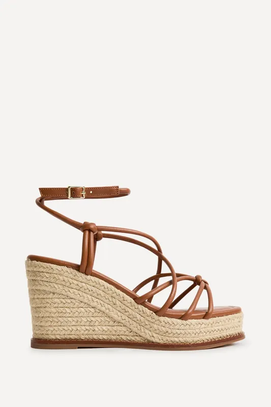 Gazed Tan Wedge Sandals - Linzi