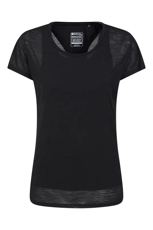 Lightweight High Wick Casual Short Sleeve Active Double Layer T-Shirt