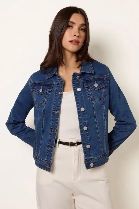 Blue Stretch Denim Jacket - Blue Vanilla