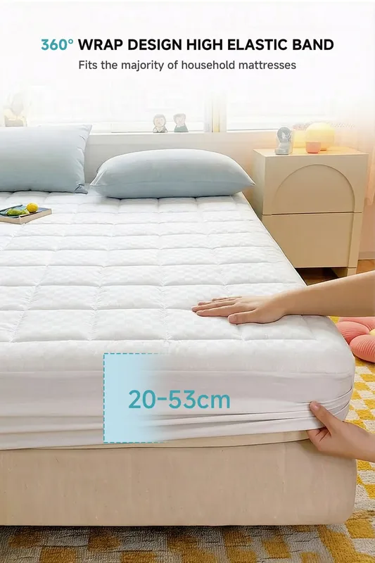 Durable&Soft Checkerboard Fitted Mattress Protector - Living and Home