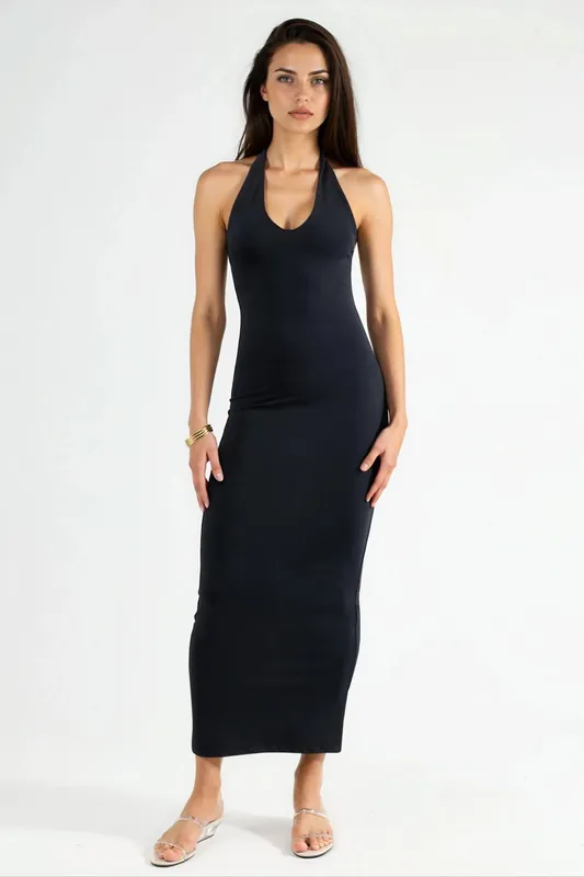 Halter Neck Midi Dress - Busem