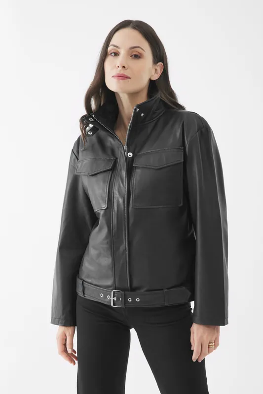 Real Leather Mila Parka Jacket - Bolongaro Trevor
