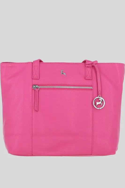 'Bray' Designer Leather Shoulder Bag with Secure Zip Pocket - Ashwood Leather