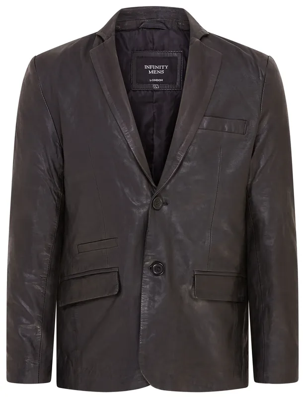 Slim Leather Italian Blazer Jacket-Somero
