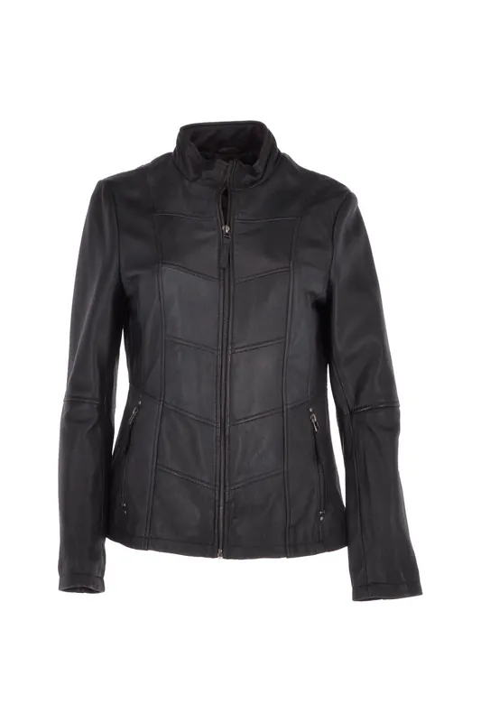 Isla' Real Leather Mandarin Collared Jacket - Ashwood Leather