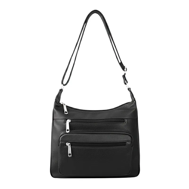 Multi Zipper Pockets Adjustable Crossbody Shoulder Handbag - Kitise