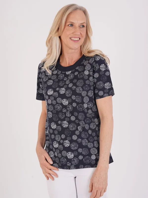 Pintuck Detail Neckline Printed Top - Tigi