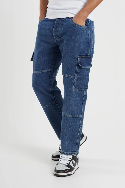Loose Fit Cargo Style Denim Jeans - Brave Soul